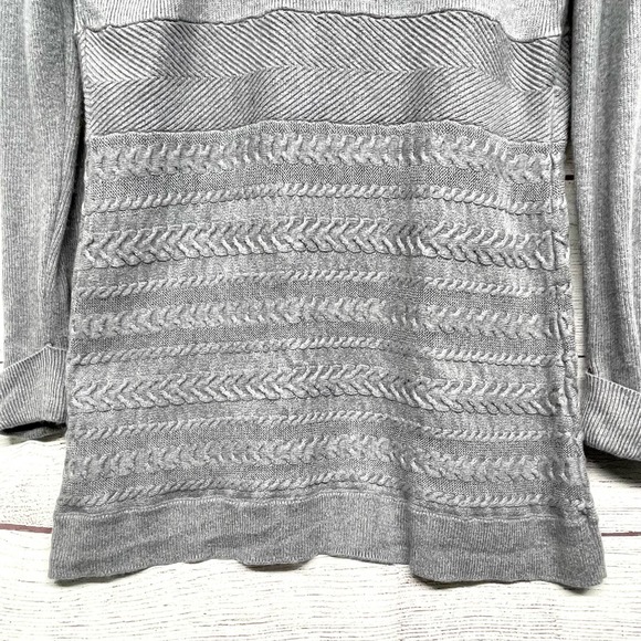 White House Black Market Gray Open Front Long Line Cardigan Size L - Picture 8 of 12